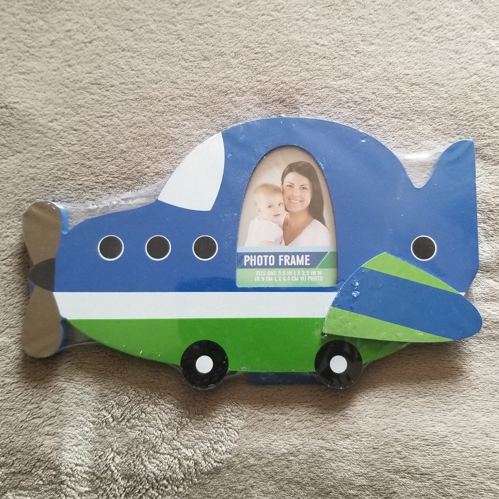 Blue Airplane Wooden Picture Frame